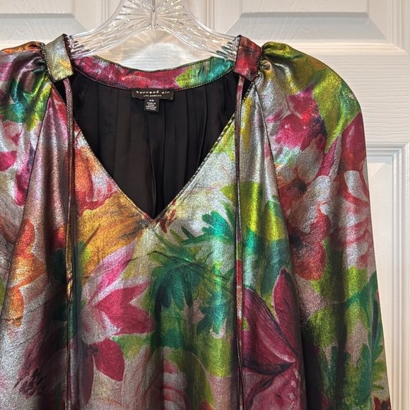 Anthropologie Current Air Goldie Metallic Floral Long Sleeve Blouse Size XS - Picture 7 of 13